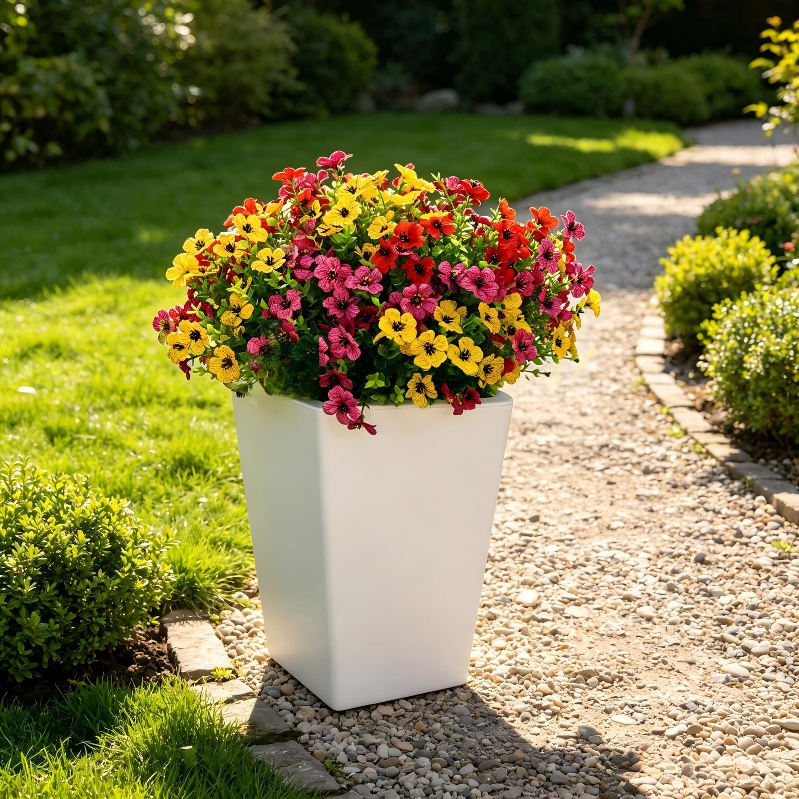 36 Bundles Artificial Flowers for Outdoors, UV Resistant Fake Plants Decor | …