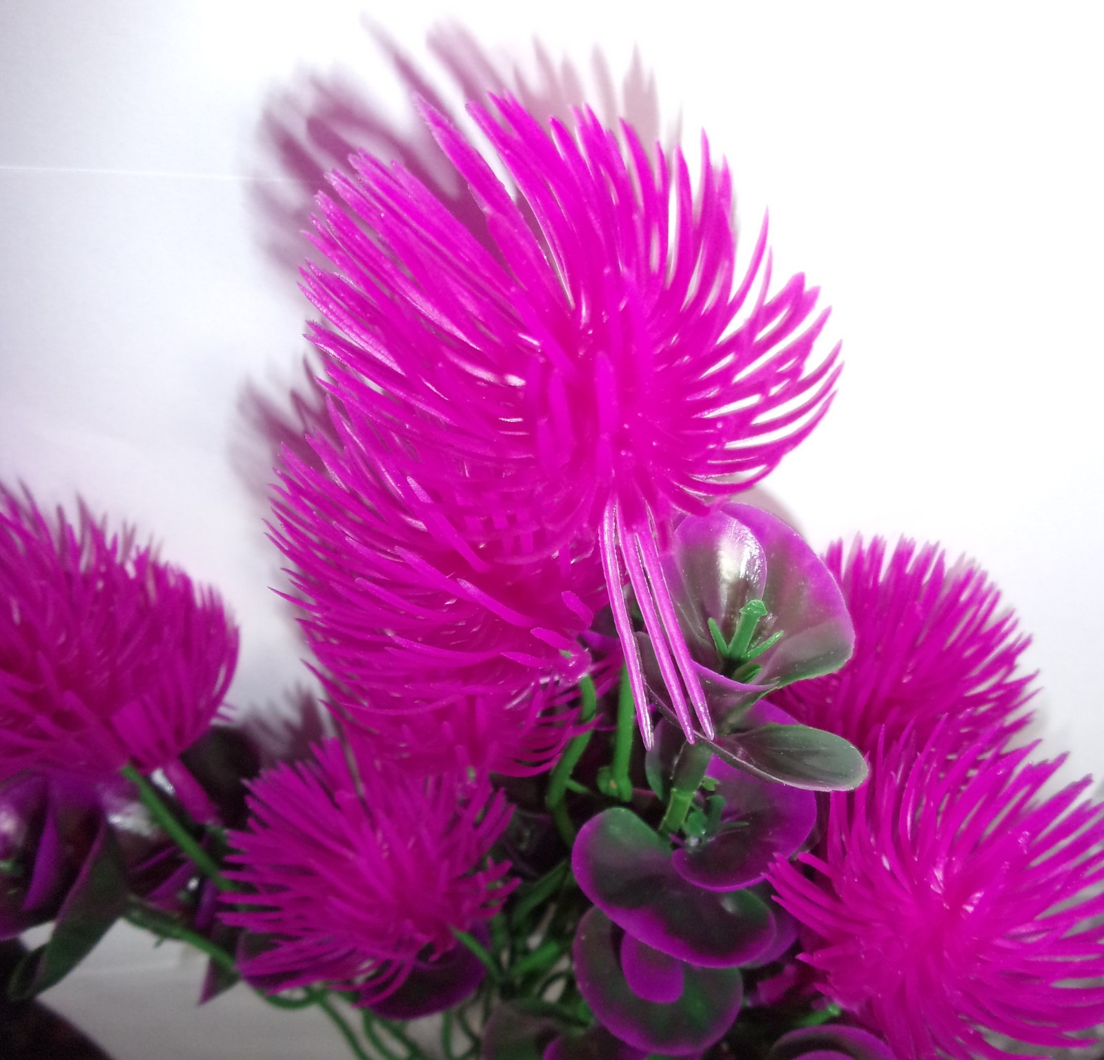 (2) 17″ tall UV resistant hot pink pom-pom & purple sweet pea artificial flowers