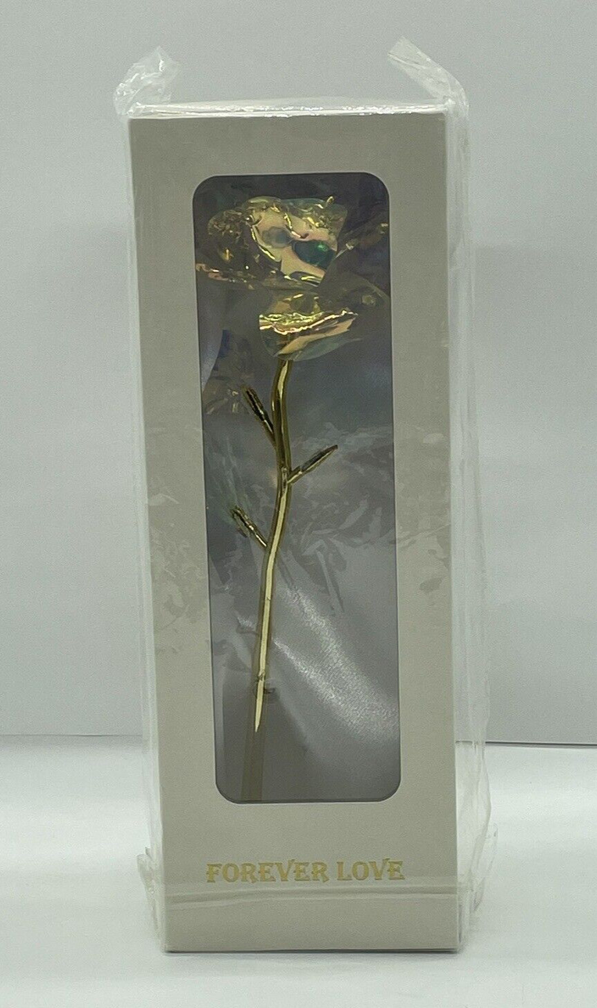 Galaxy Rose Crystal Rainbow Flower with 24k Gold Foil Rose Unique Gift for Her