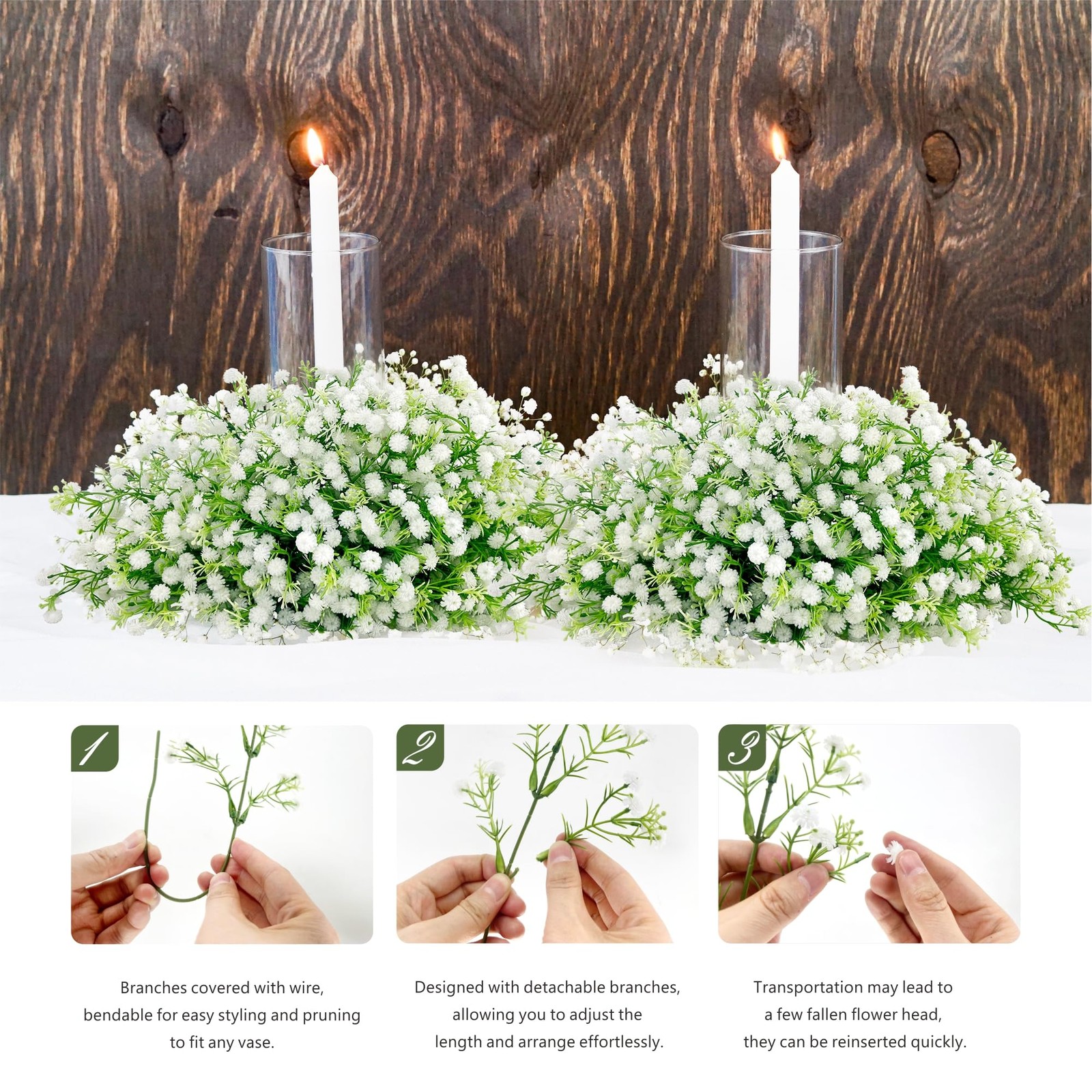 Baby’s Breath Artificial Flowers 30Pcs White Wedding Bouquet DIY Decor