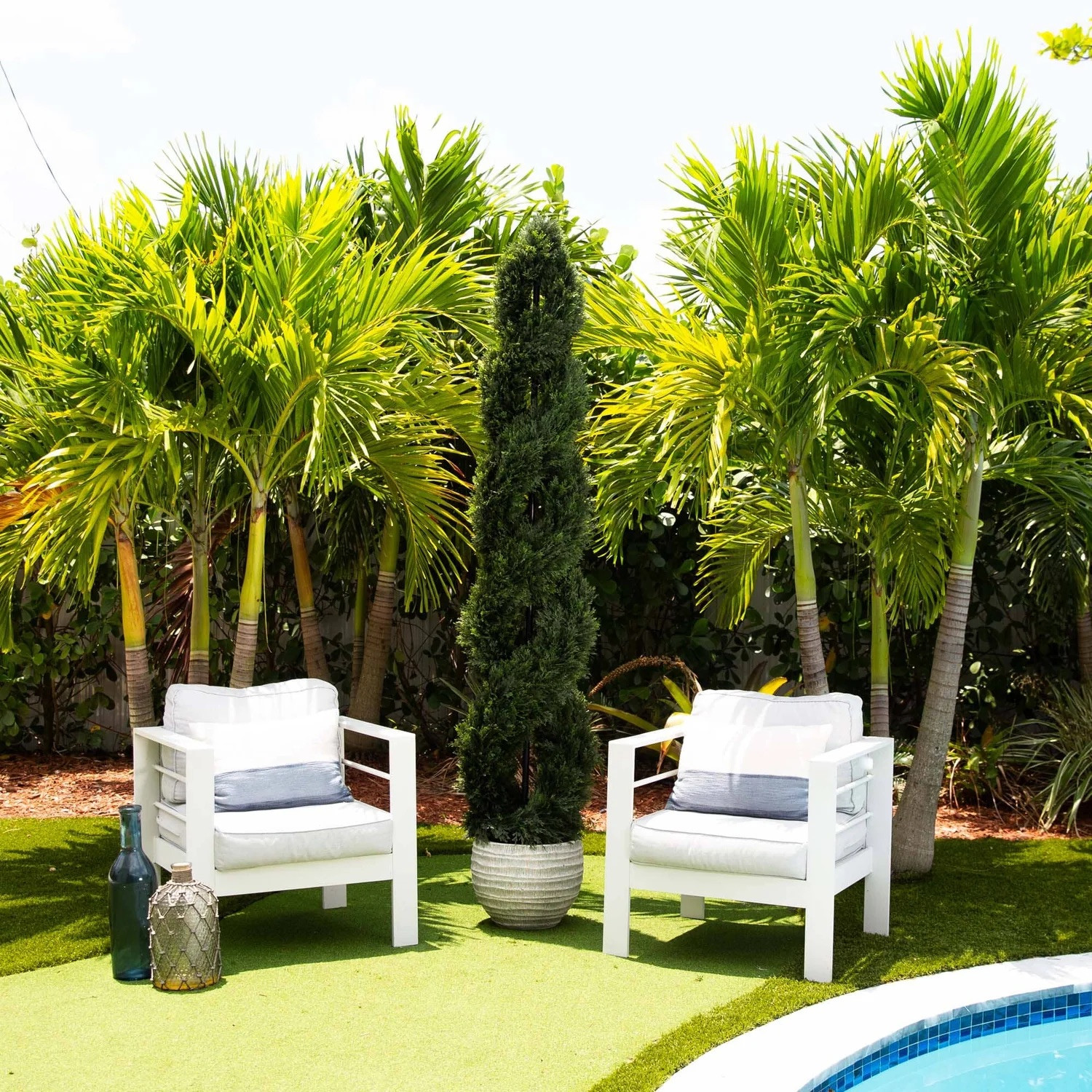 7’ Artificial Topiary Cedar Cypress Spiral Tree UV Indoor/Outdoor. Retail $499