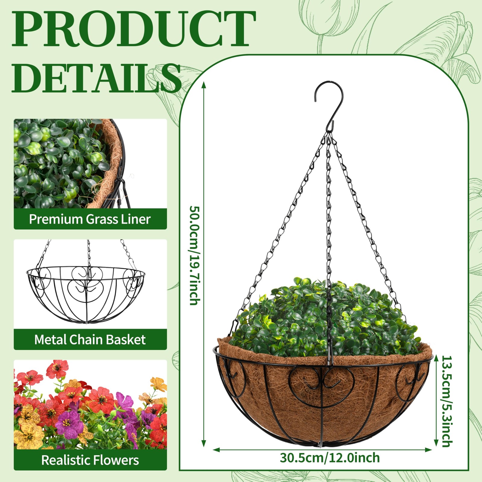 1 Set Artificial Hanging Plants Flowers with Basket, Colorful Realistic Daisy…