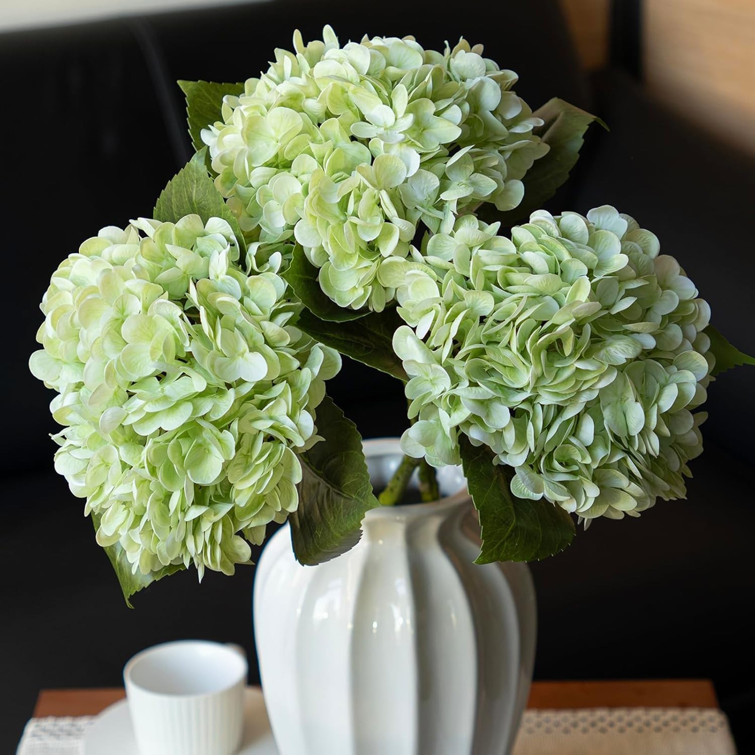 Real Touch Light Green Hydrangea Flowers Set | 22-inch for Weddings & Home Decor