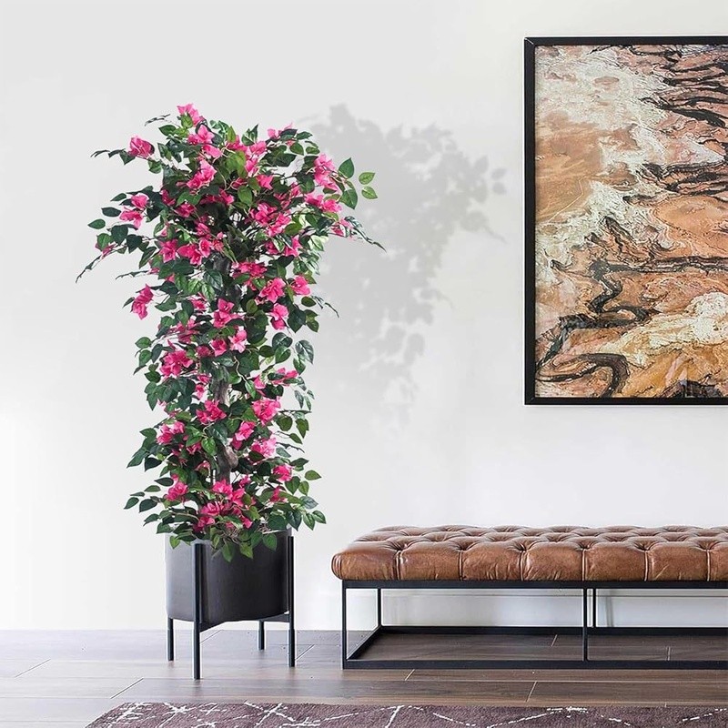 Artificial Bougainvillea Tree Faux Plant Indoor Outdoor Decor Low Maintenance US