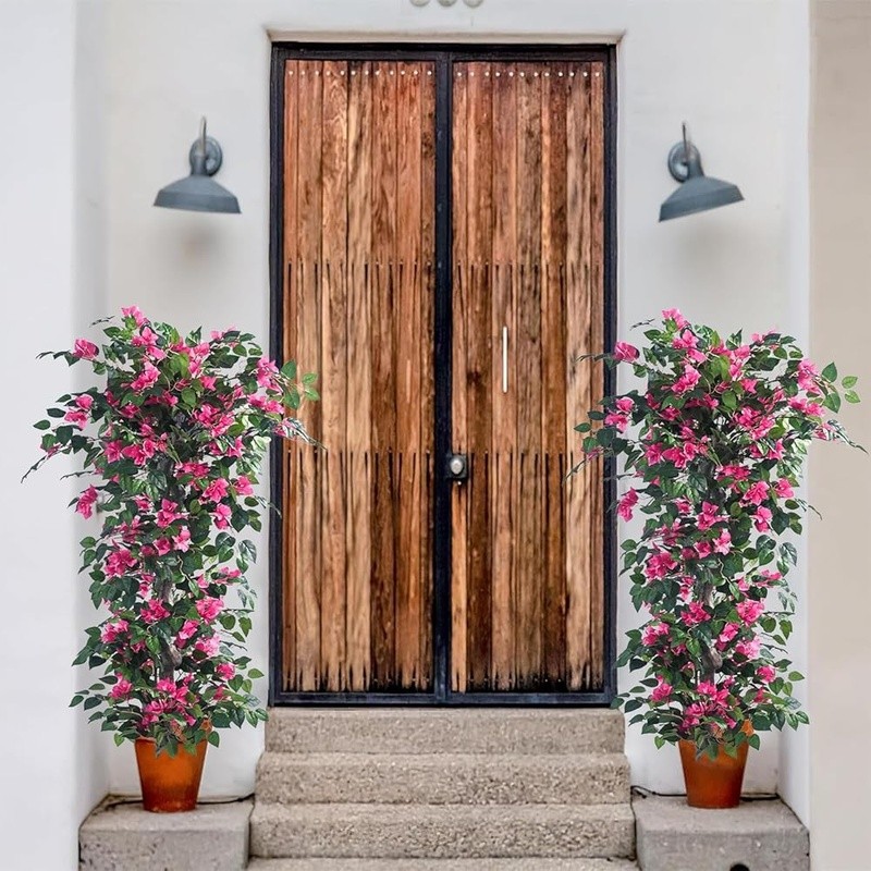 Artificial Bougainvillea Tree Faux Plant Indoor Outdoor Decor Low Maintenance US