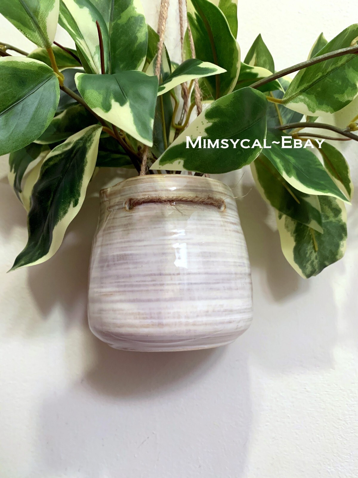 Hearth & Hand with Magnolia Hanging Ceramic Pot and 8″ Faux Hoya Leaf Plant NEW