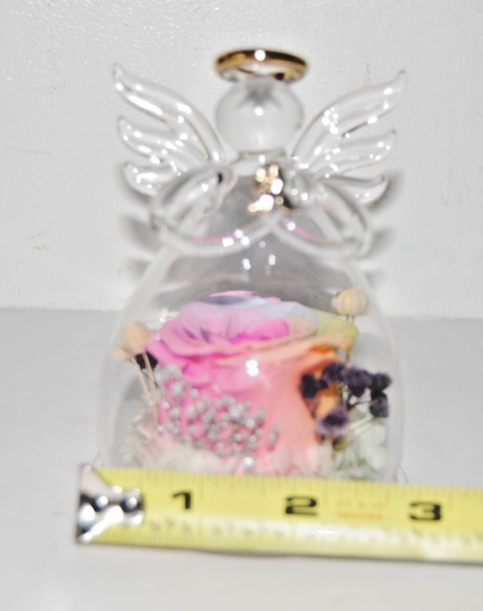 New Glass Angel Rose Gifts Preserved Rainbow Rose Flower in Glass Love Forever