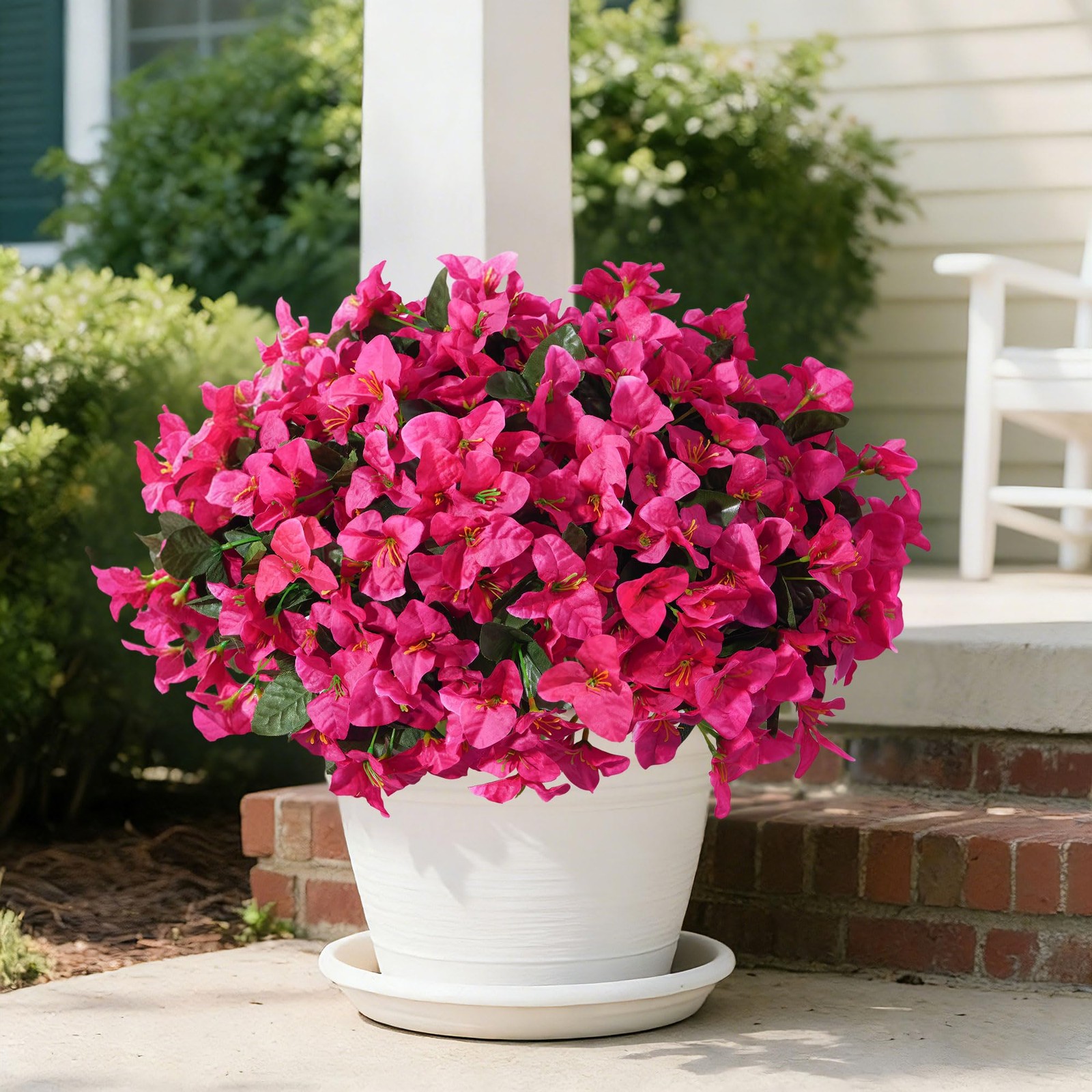 Faux Bougainvillea Artificial Flowers for Outdoors Summer Outside Decor, 4 Bu…