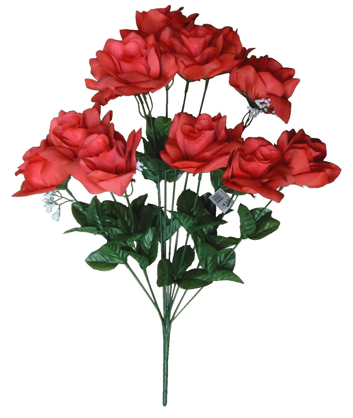 Coral 12-Rose 20″ Bush Microfiber Silk Flower Home Wedding General Decors Art US