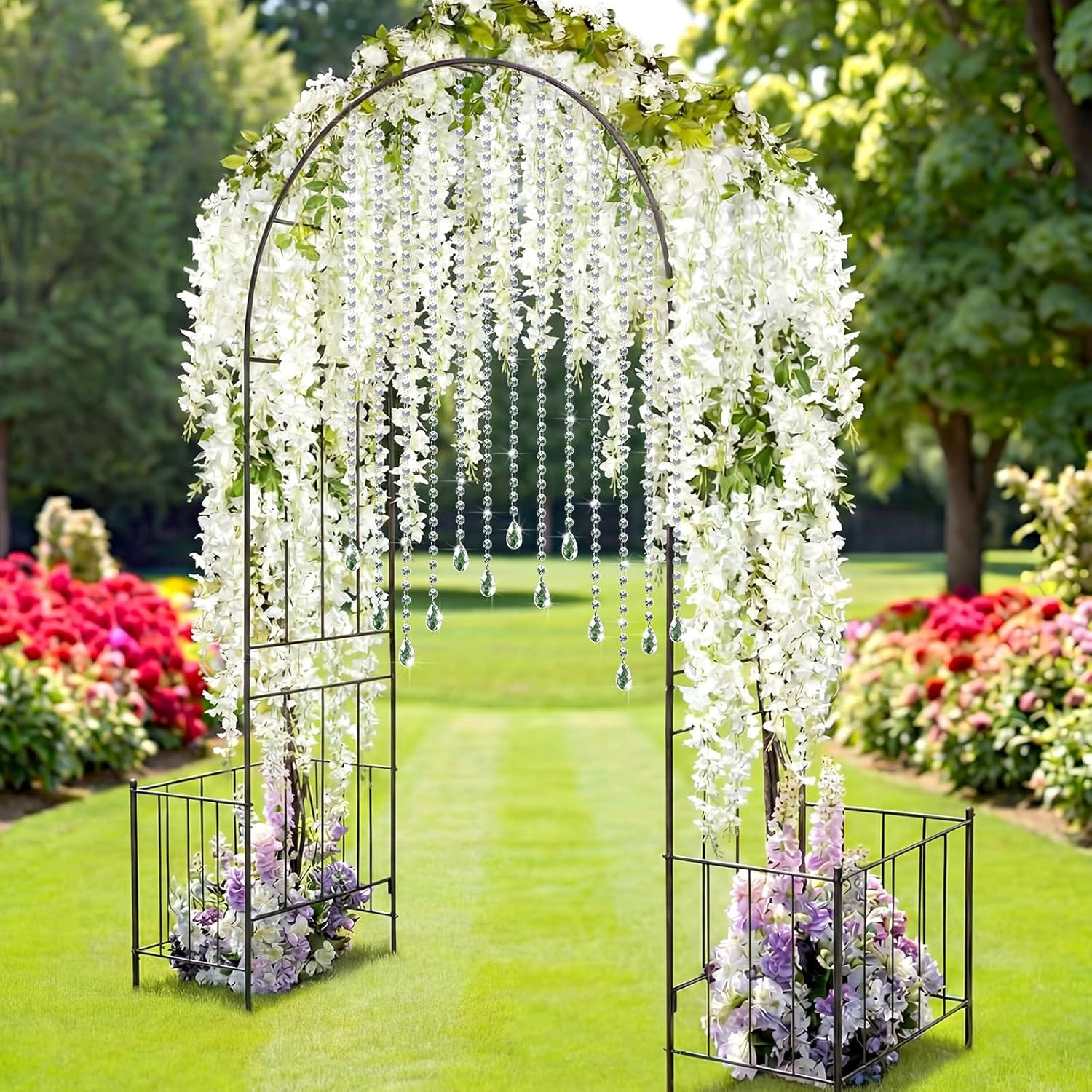 16 Pcs Wisteria Artificial Flowers Garland and Crystal Garland Set 4 Pcs Total 7