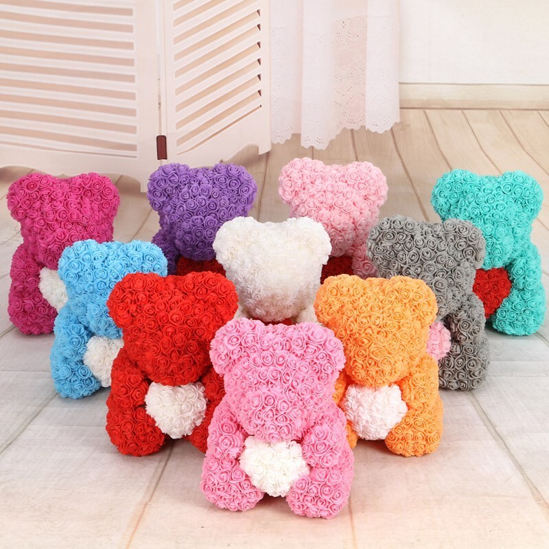 100 Pieces Teddy Bear of Roses 3cm Foam Wedding Decorative Christmas Decor Gifts
