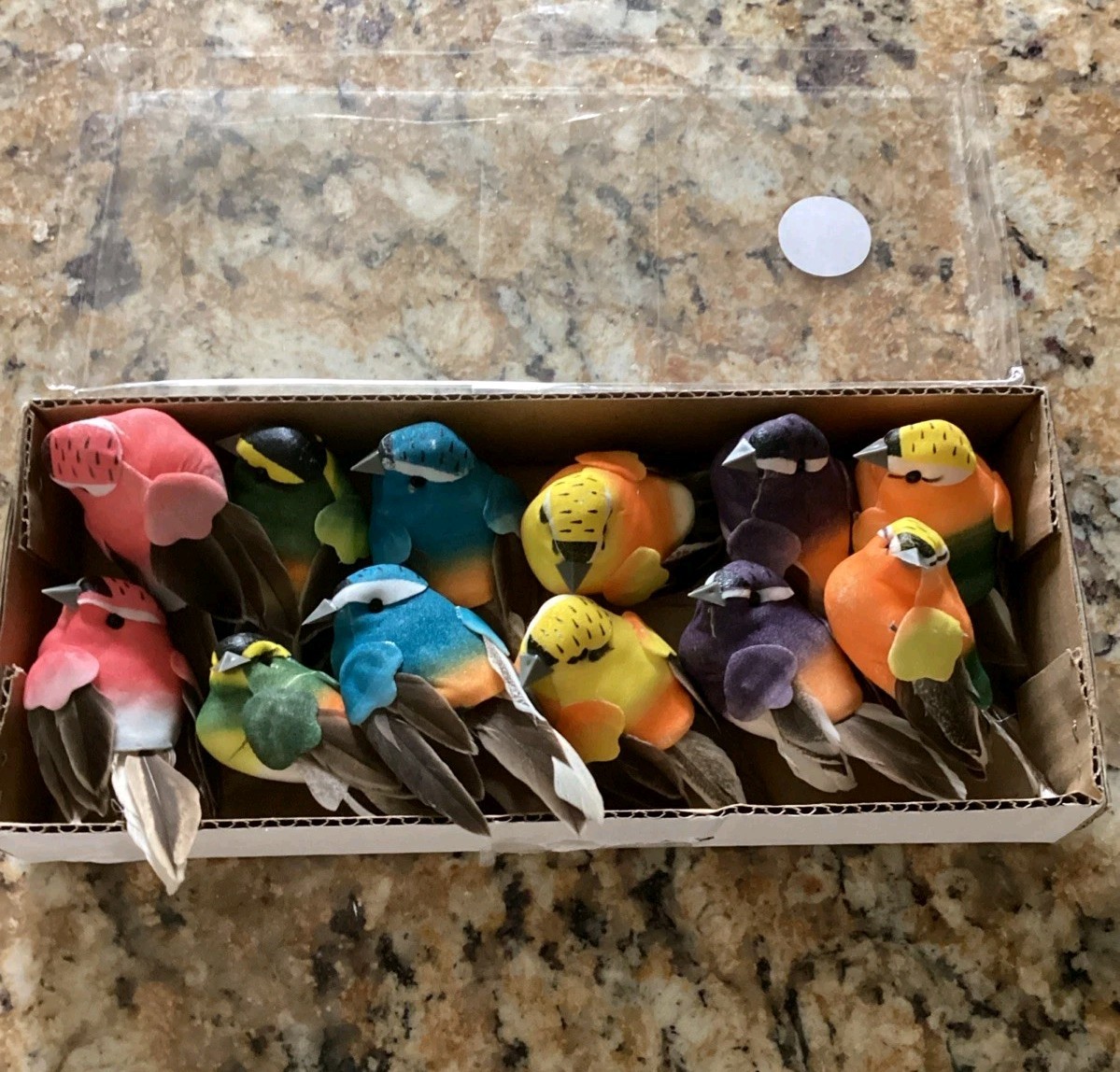 Artificial Foam & Feather Mini Birds 3” DIY Crafts Decorations Set Of 12 NIB