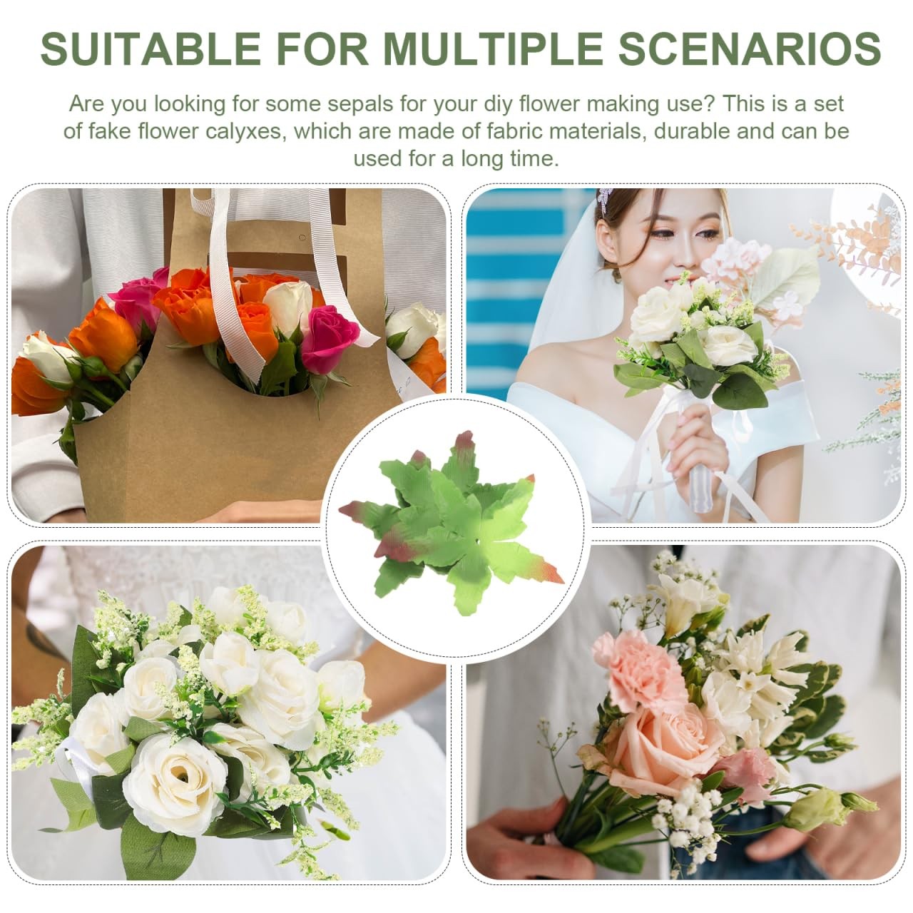 50 Pcs Fabric Sepals Petals Artificial Flower Sepals for DIY Calyxes for Flow…