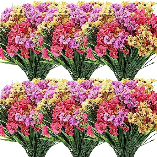 100 Bundles UV Resistant Artificial Violet Flowers Bulk