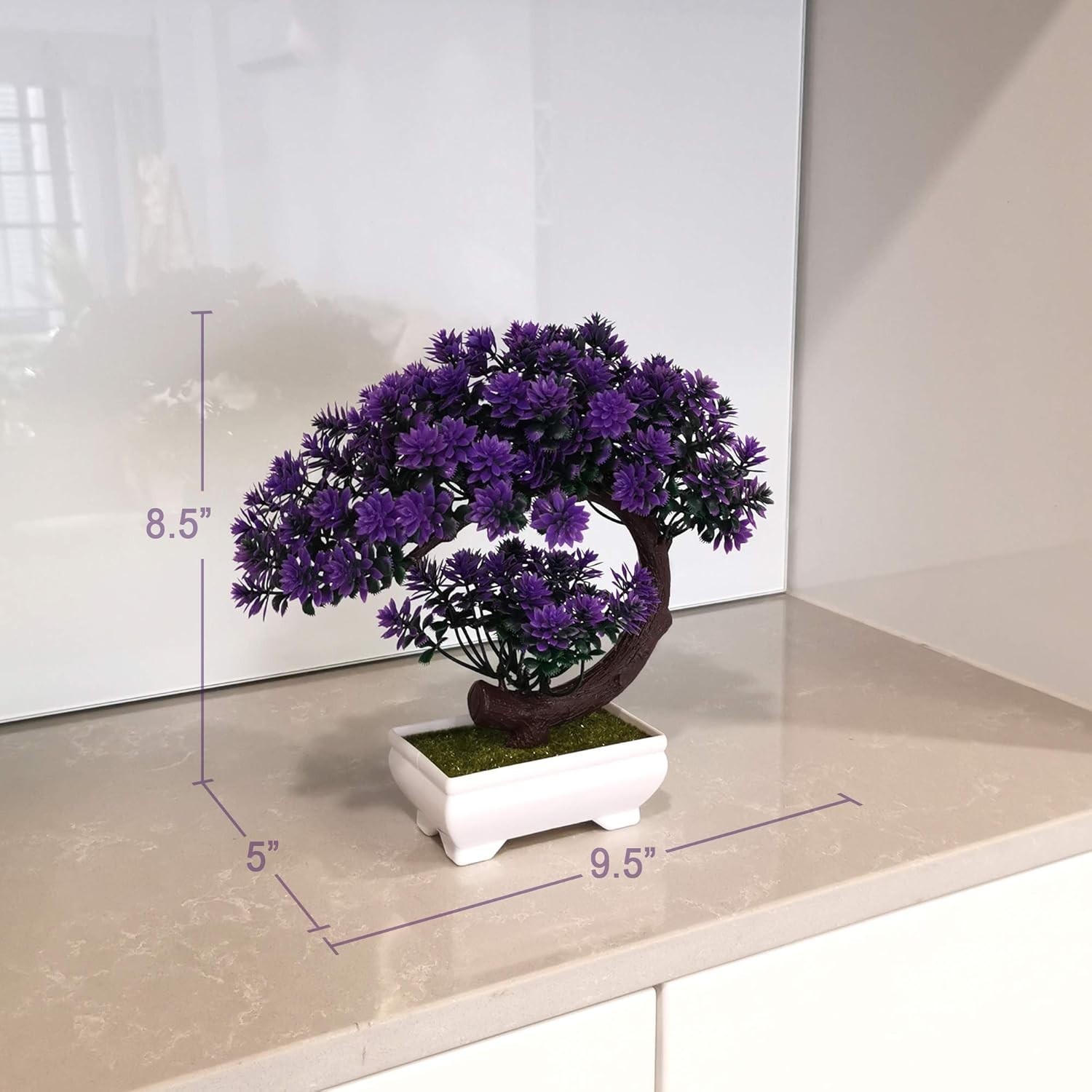 Contemporary 8.5” Small Fake Bonsai Tree in White Pot – Chic Decor Piece