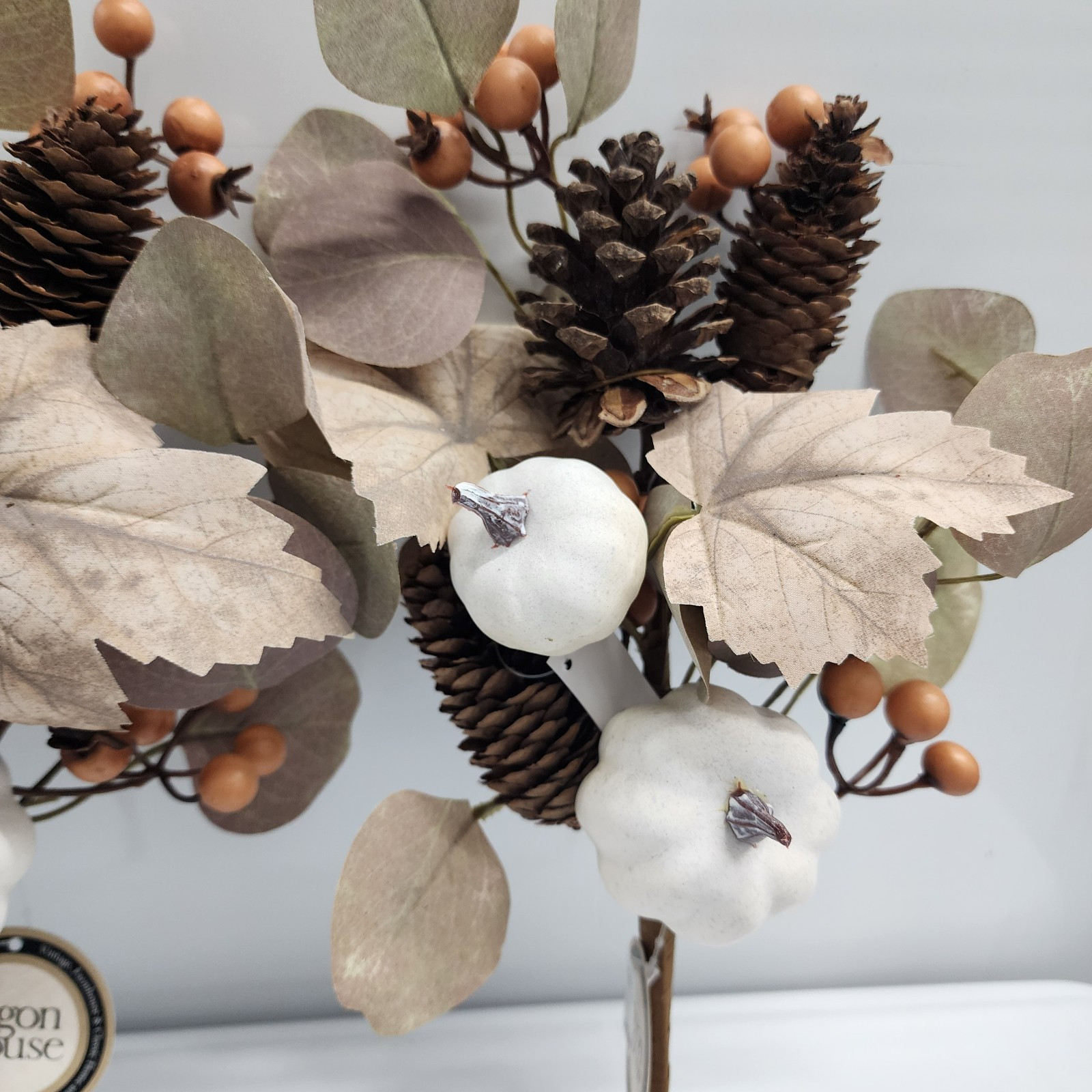 Set of 2 Rustic Autumn Faux Pumpkin and Maple Leaf 17″ Floral Sprays