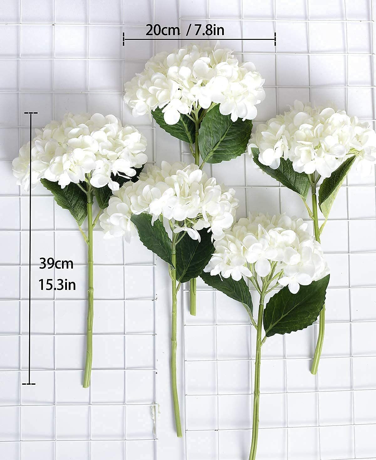 Party Joy 5pcs 15.4In Artificial Hydrangea Silk Flowers Bouquet Faux Hydrangea