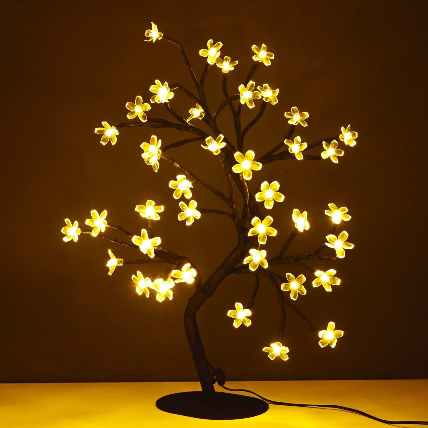 Cherry Blossom Tree Light,17inch 40LED Lighted Tabletop Artificial Flower Bonsai