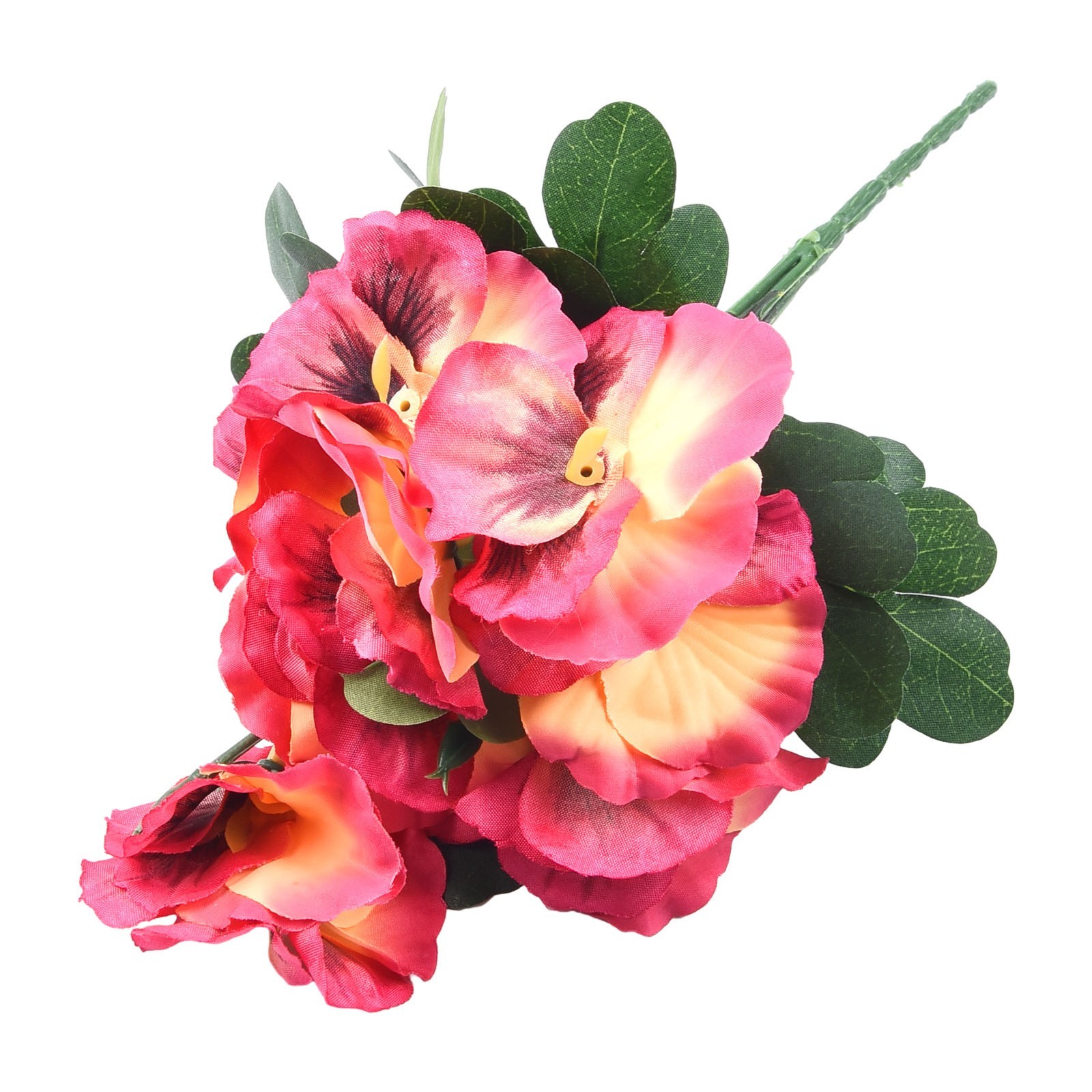 Colorful Pansy Fake Flower Bouquet 26cm DIY Craft Pvc Red/Orange/Purple