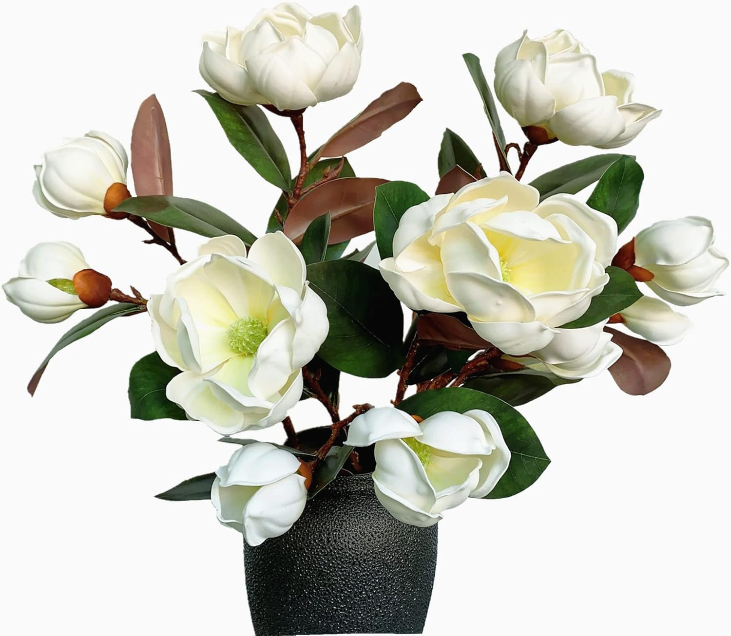 Lifelike White Magnolia Flower Branches – 4 Pack for Home Decor & Weddings