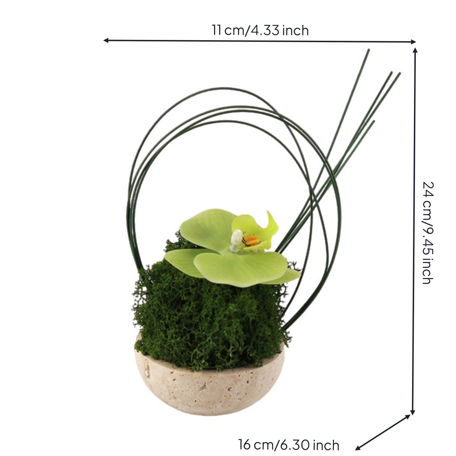 Artificial Orchid in Planter Sculptural Orchid with Ceramic Pot Modern for Desk