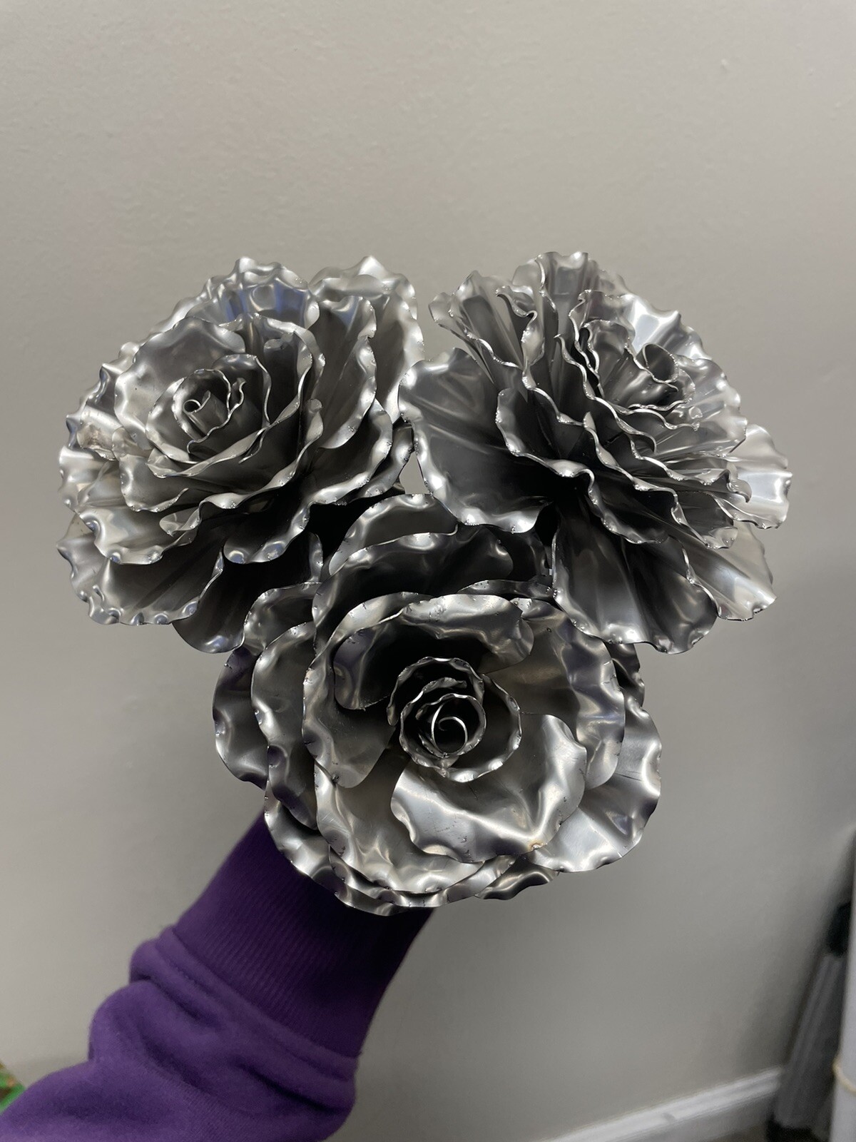 Metal Rose Flowers, handcrafted, bent, and welded. $15/Rose.
