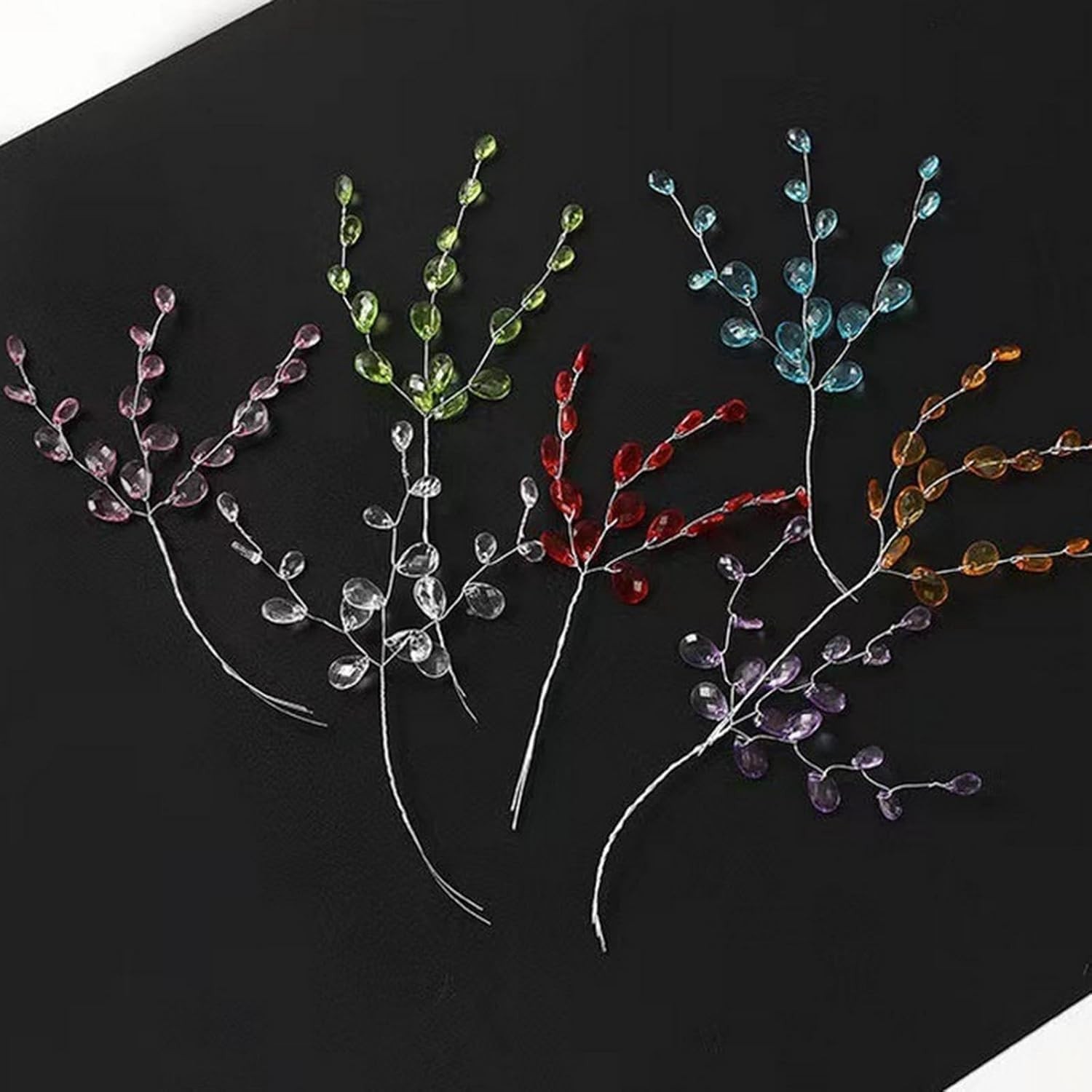 30 PCS Black Water Drops Artificial Acrylic Flower Pick Branches Plant Decor