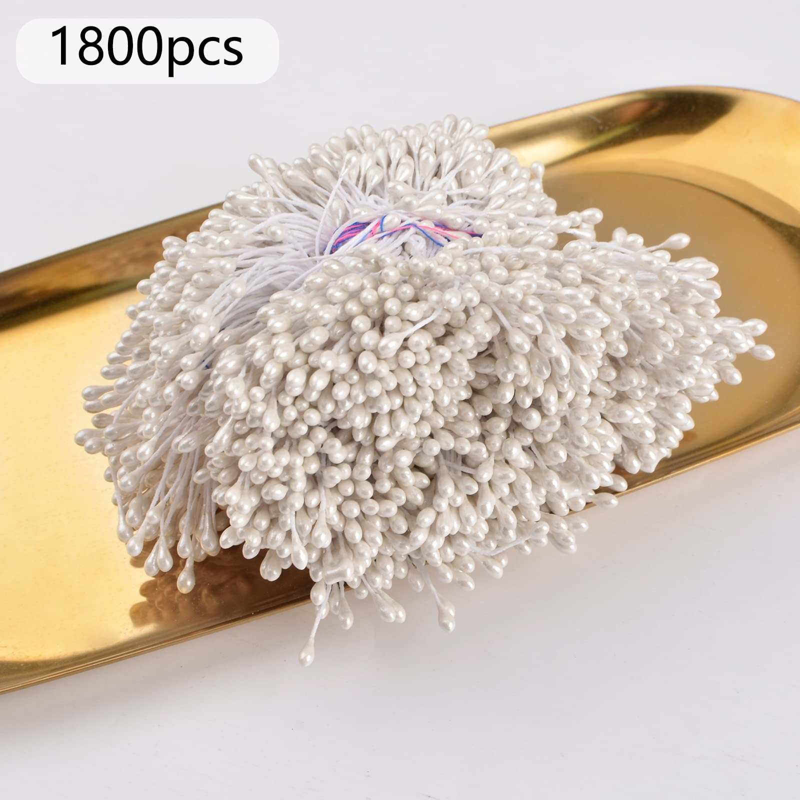 1800 PCS Stamens For Artificial Flowers DIY Scrapbook Decoration White