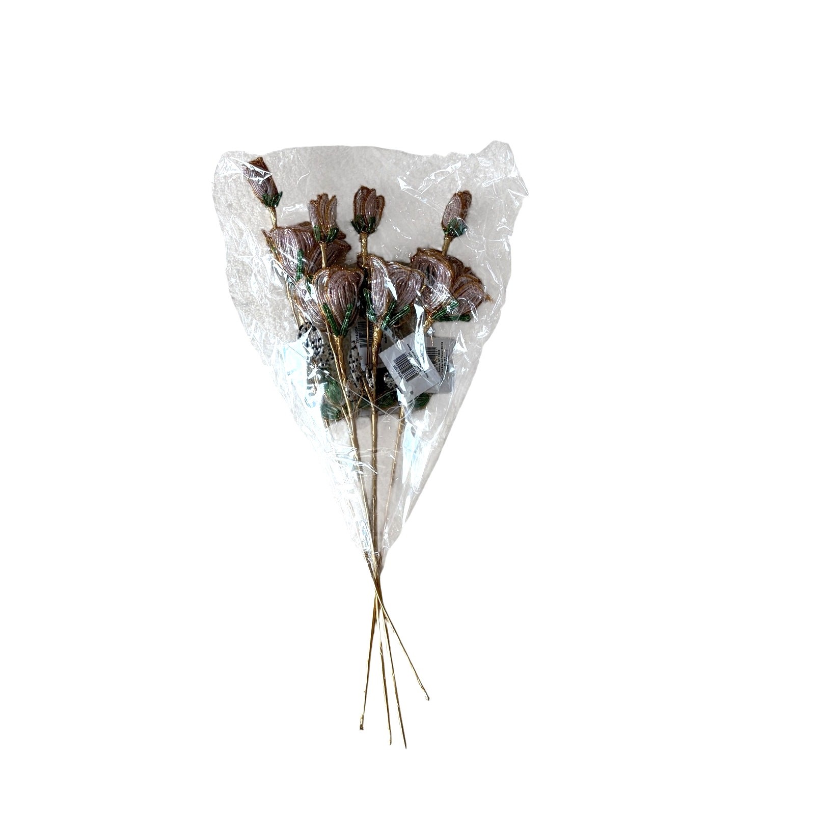 NEW MacKenzie-Childs Pink Rose Beaded Flower Stems Set of 4