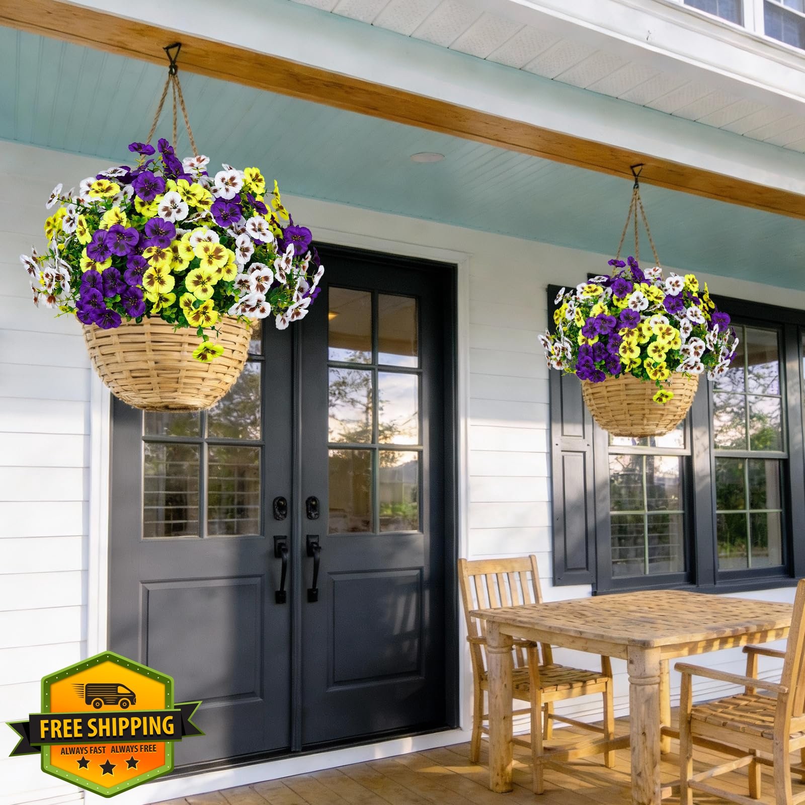 StyleNest 24pc Artificial Pansy Flowers UV Resistant Faux Silk Plants