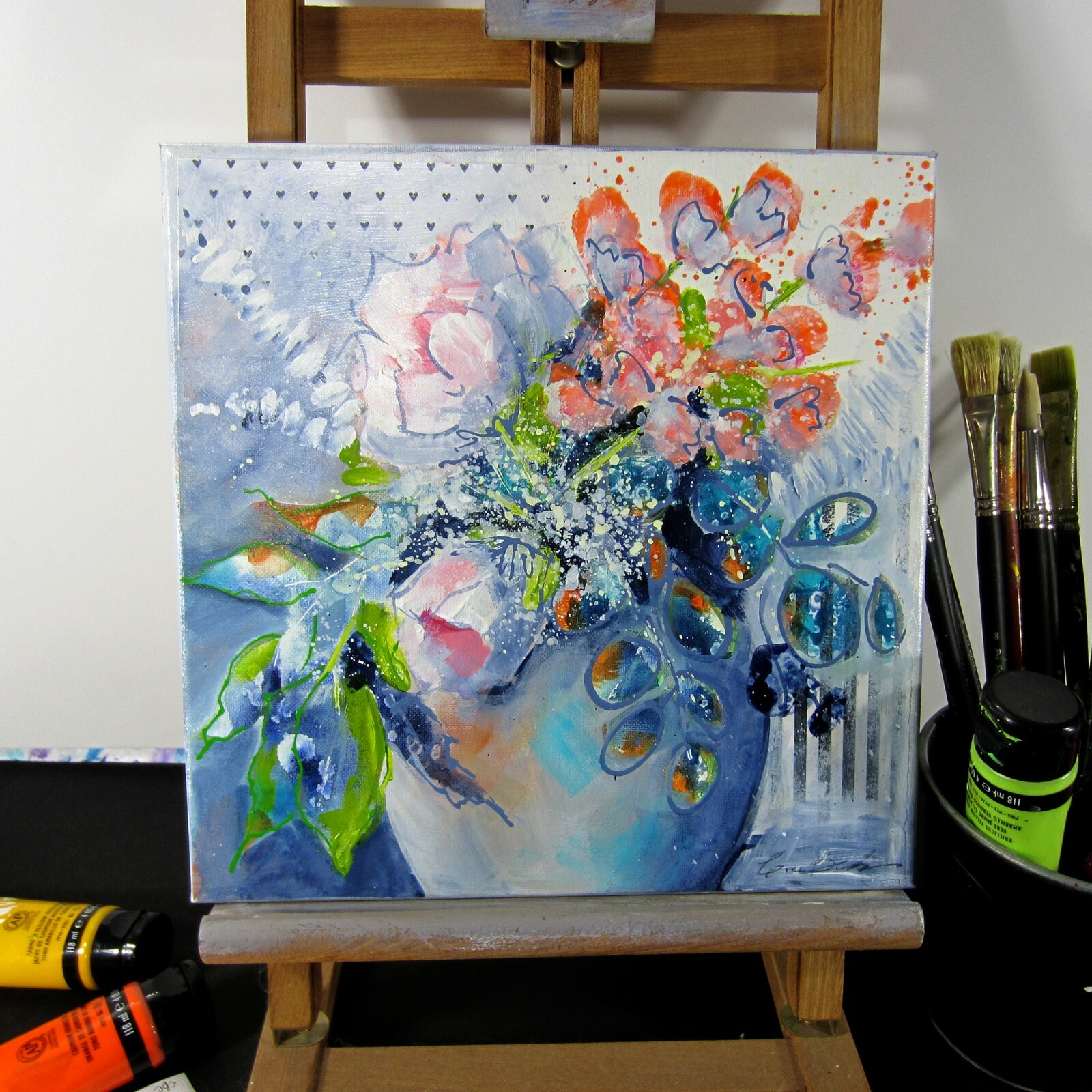 Contemporary Art Floral on canvas, original painting direct from artist