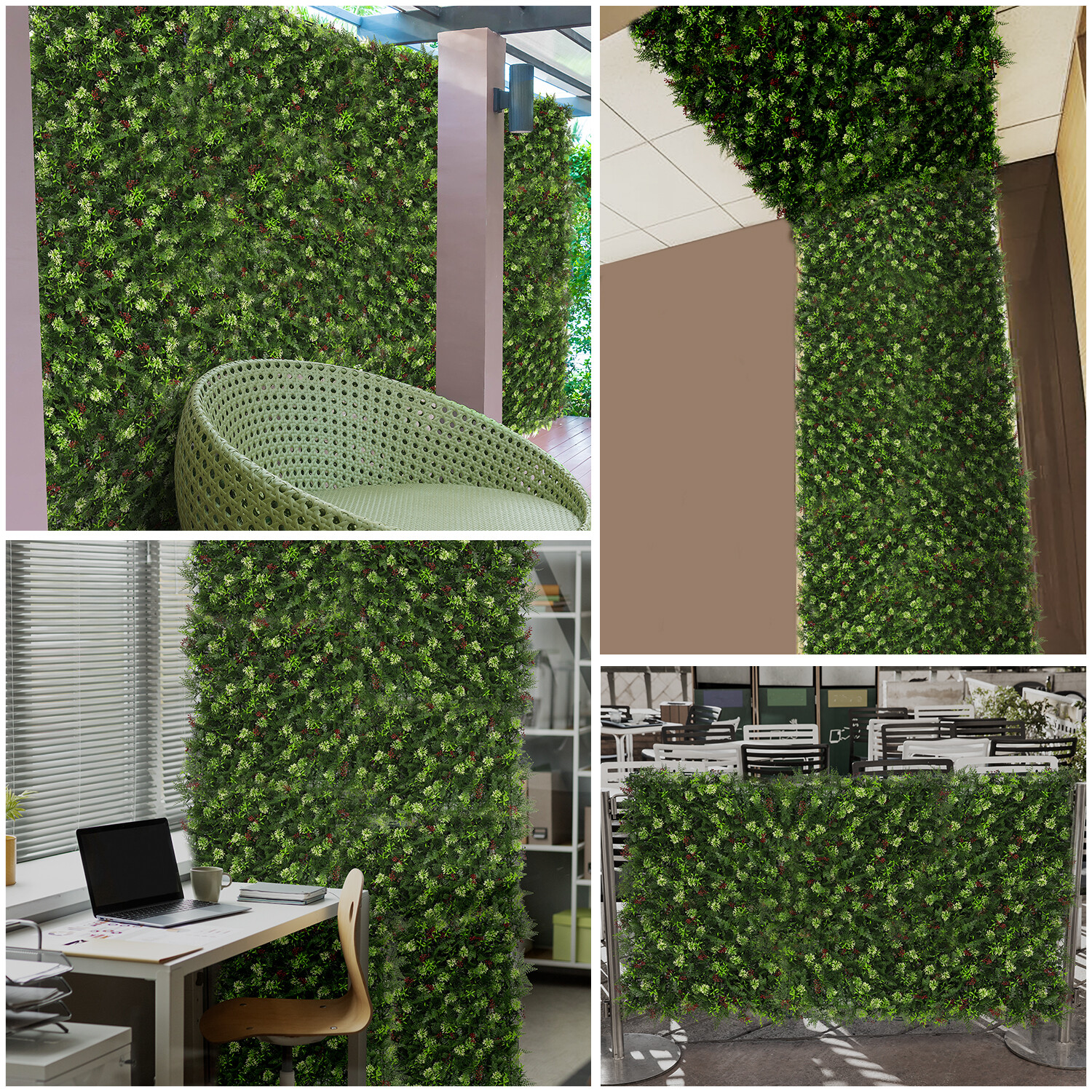 20″ Artificial Grass Mats 3D Mixed Plant Wall Hedge Decor For Home Festival #16