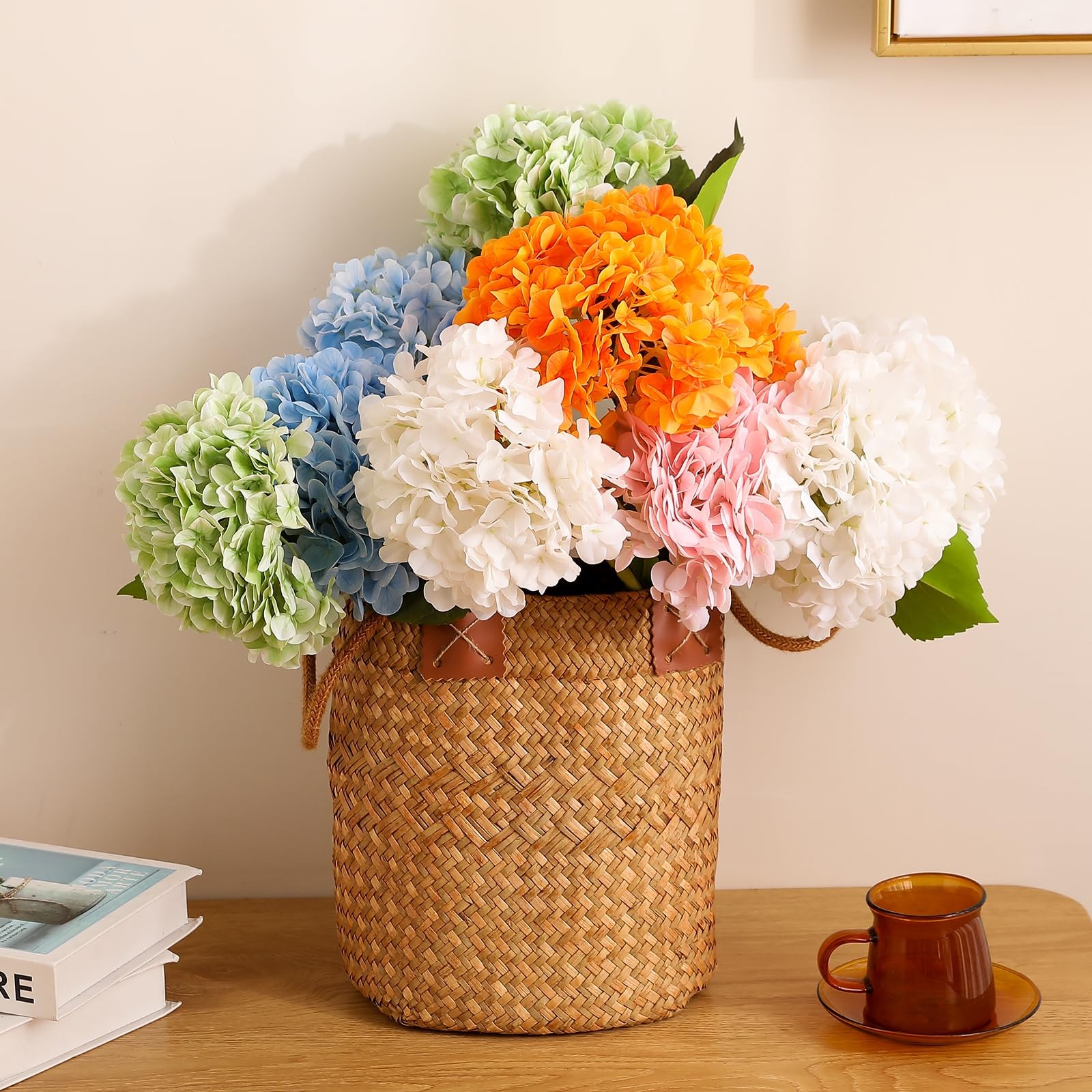 4pcs Fake Hydrangea with Vase -3D Real Touch Faux Hydrangea Flowers and 3pcs …