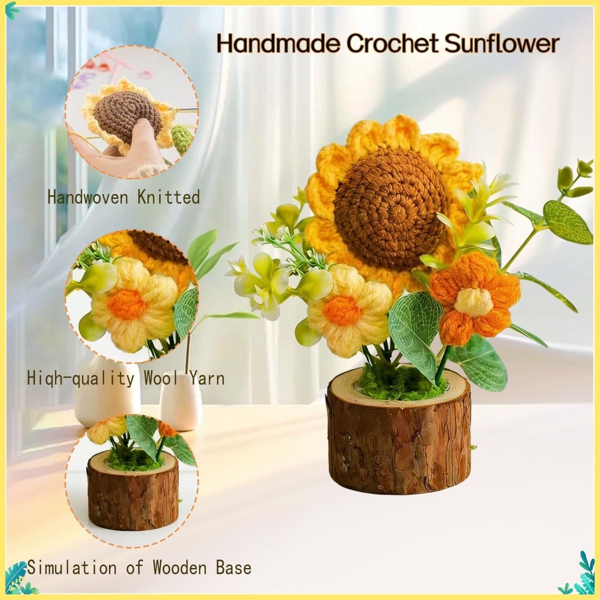 Handmade Knitted Sunflower Potted Plant Decoration