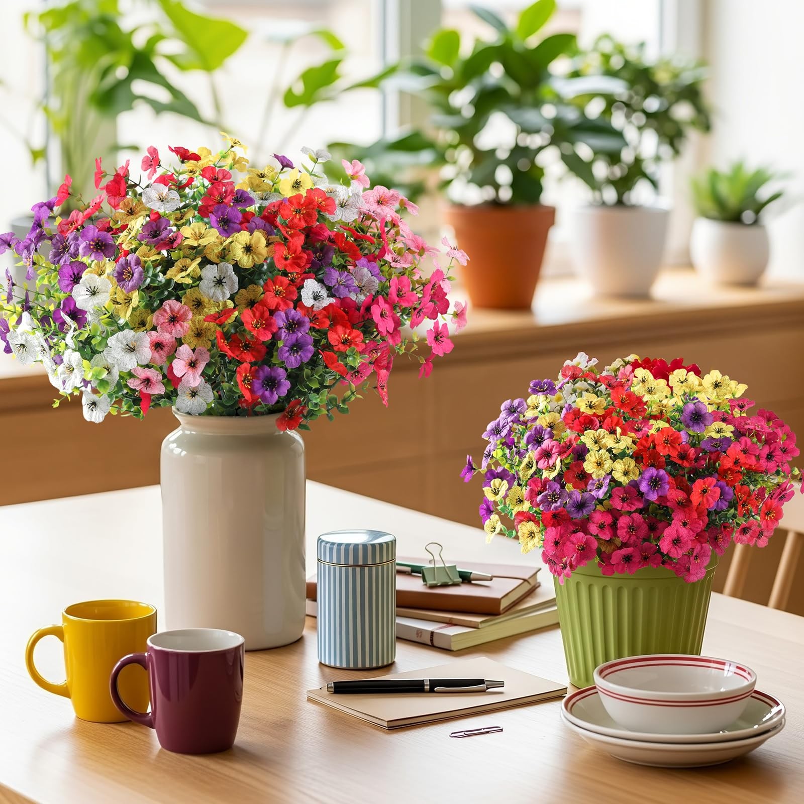 24 Bundles Artificial Flowers for Outdoor Indoor Garden Home Decoration, Look…