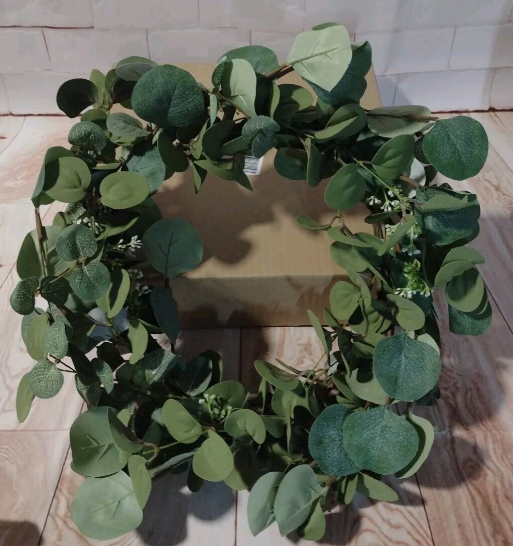 Wreath Ring 16″ Green Eucalyptus Wreath. Wedding , Home, Realistic Foliage Decor