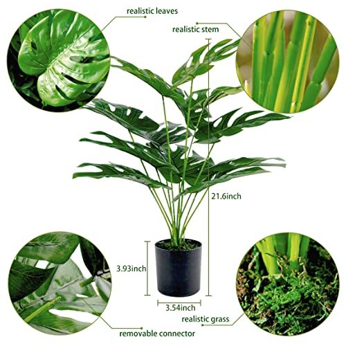 19 Large Fake Plants Artificial Palm Tree in Pot for Indoor and Outdoor Home Off