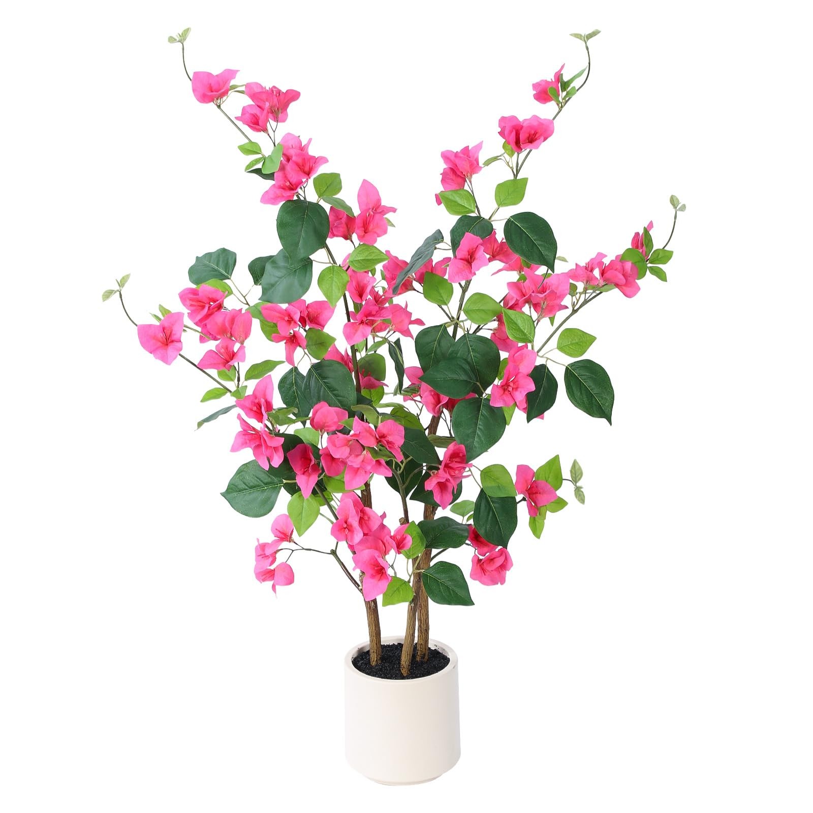 39.4 inch Artificial Bougainvillea Tree，Faux Flowers Plants with White Decora…