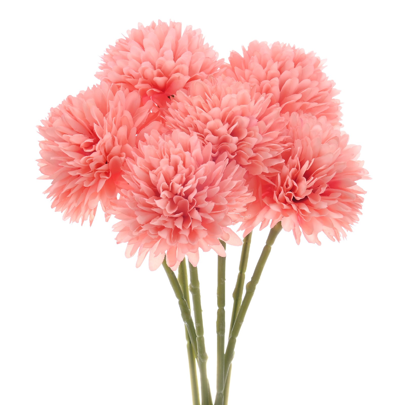 6-Pack Artificial Chrysanthemum Ball Flowers for Home Decor [Peach Pink]