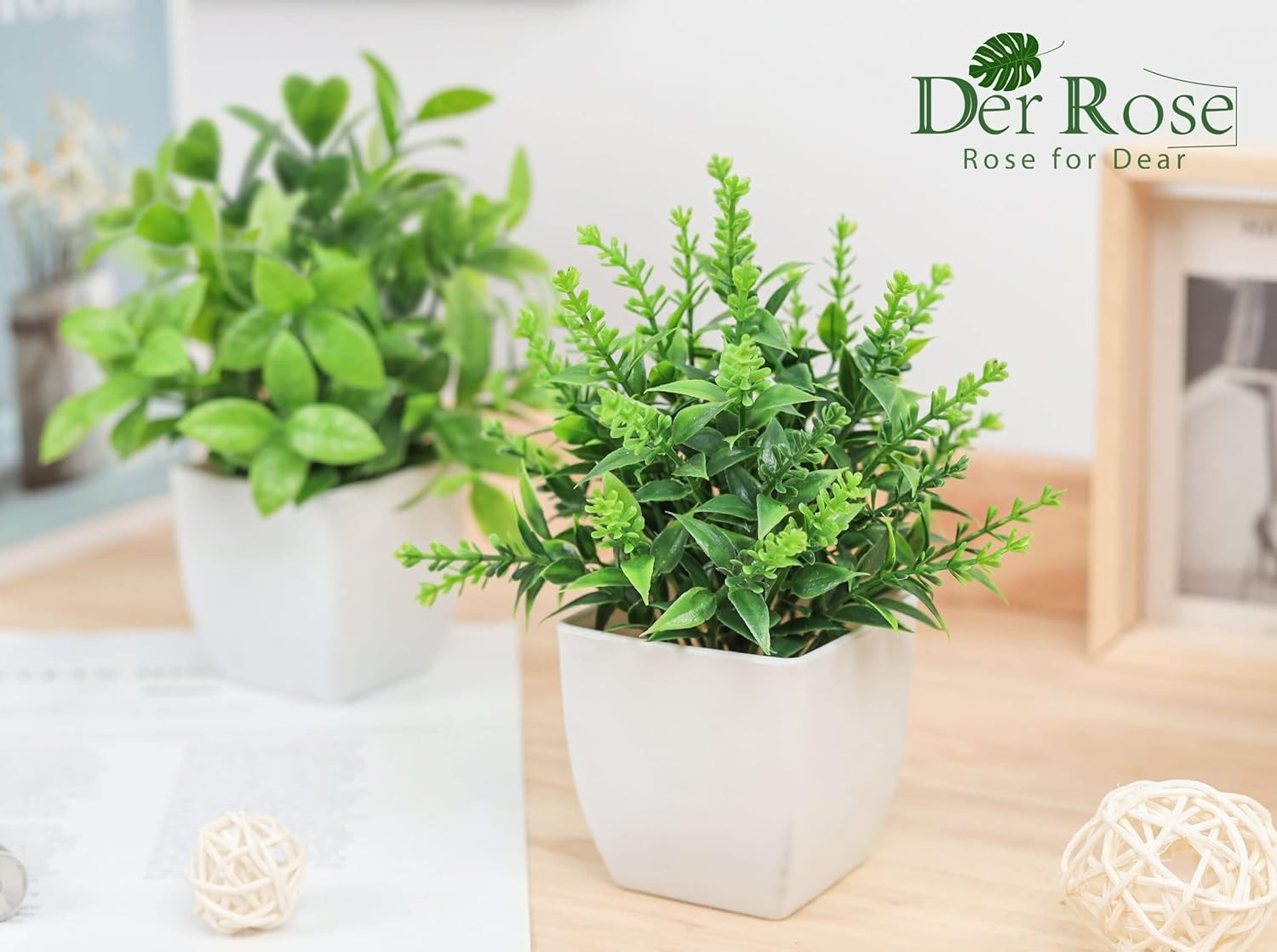 Elegant 2 Pack Faux Eucalyptus Plants in White Pots for Home & Office Decor