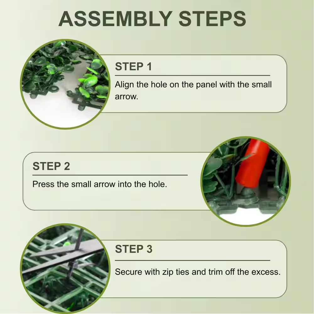 24-Pieces 20 In. X 20 In. X 1.6 In. Heavy-Duty Artificial Hedge, High-Density Bo