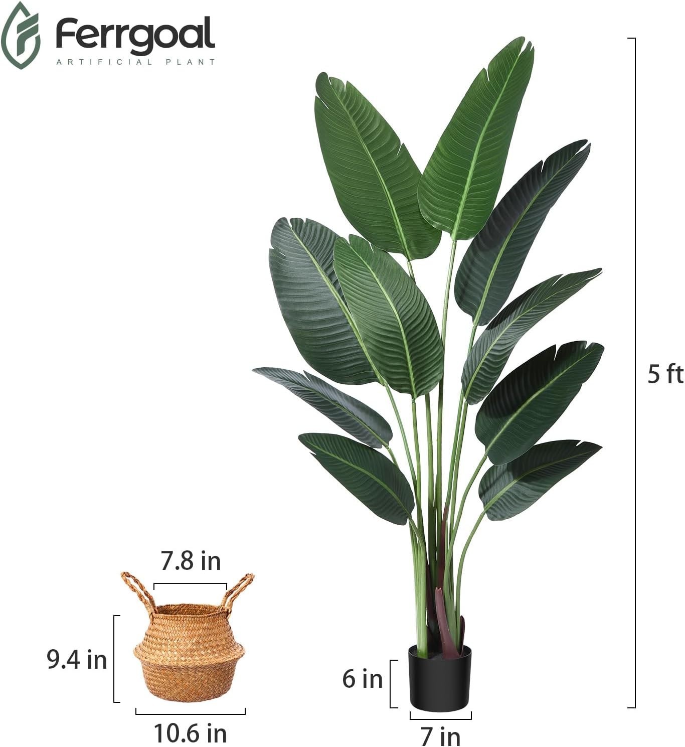 Artificial Bird of Paradise Plants in Basket