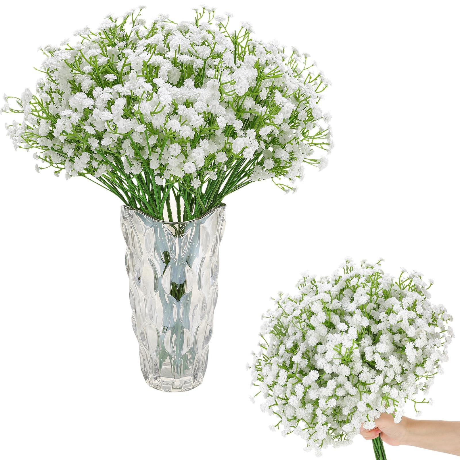 24 PCS 20.5 Inch White Fake Baby Breath Artificial Flowers Real Touch Decor