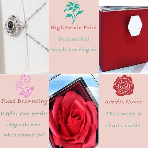 Gift for Mothers Day Rose Ring Box Velvet Jewelry Box Eternal Rose Box Red