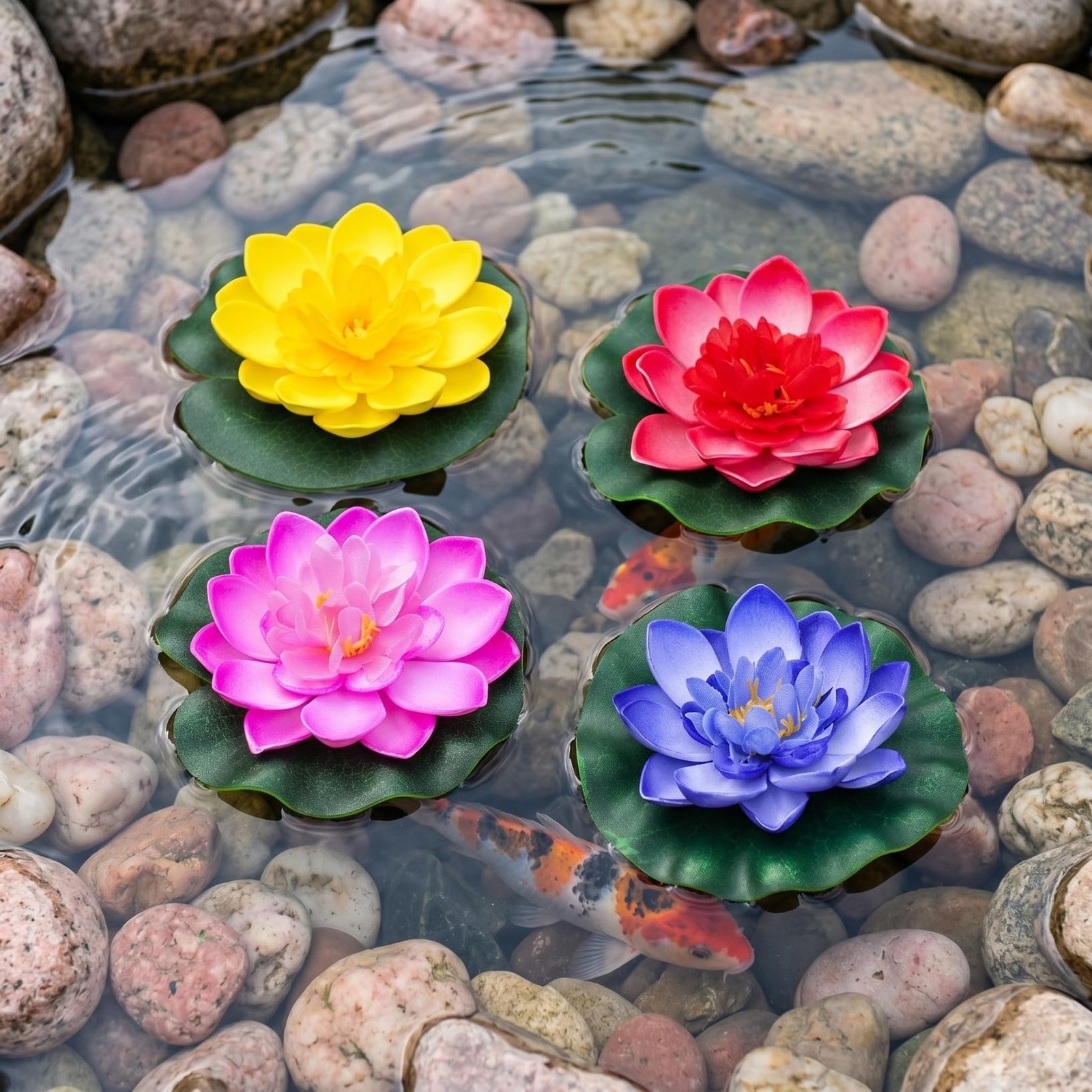 Artificial Floating Water Lily Lotus Flowers with Foam Pads Realistic Simulat…