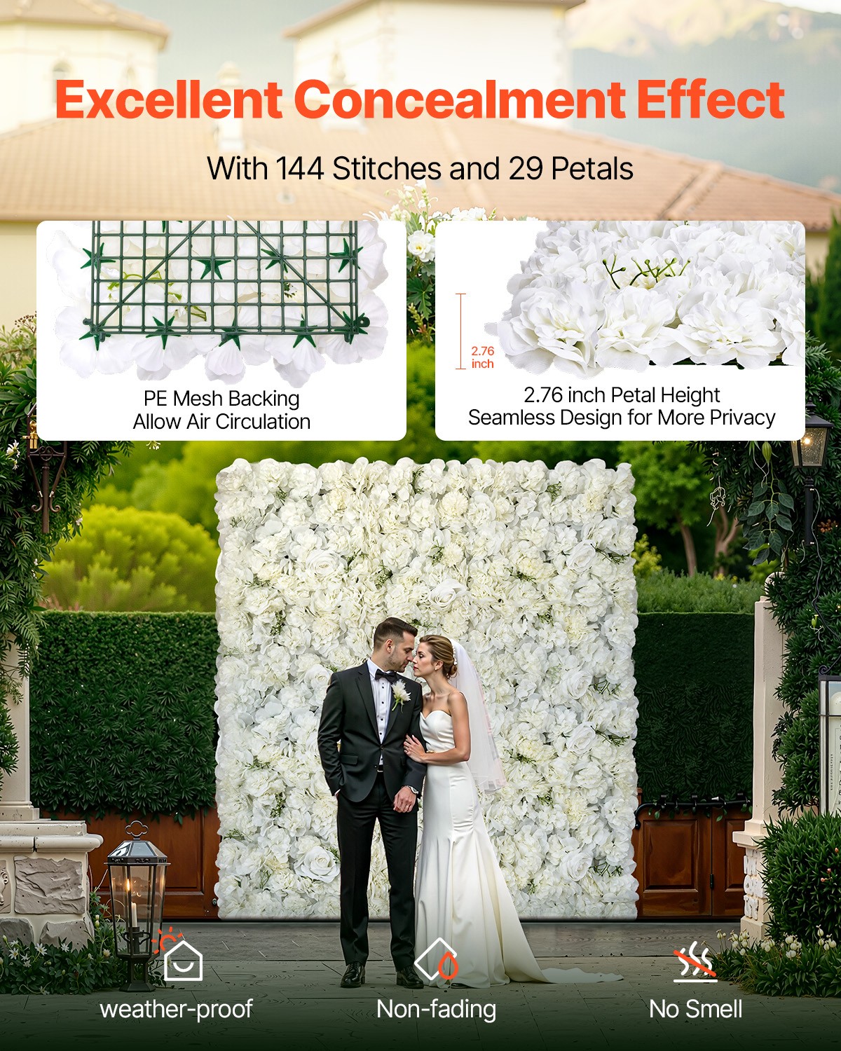VEVOR 3D Flower Wall Panel 24PCS 15×15 in Artificial Floral Background Wedding