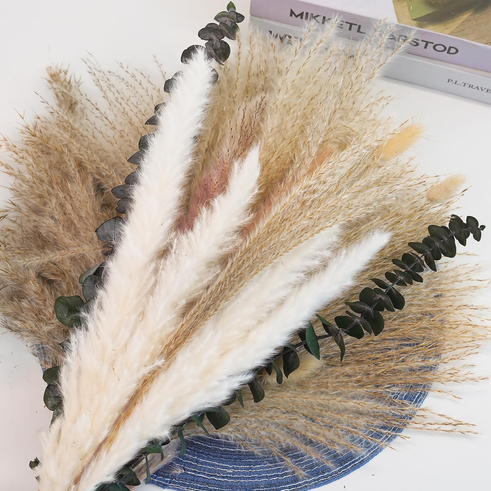 Pampas Grass Decor, Dried Flower Bouquet with Bunny Tail Grass, Pampas Grass …