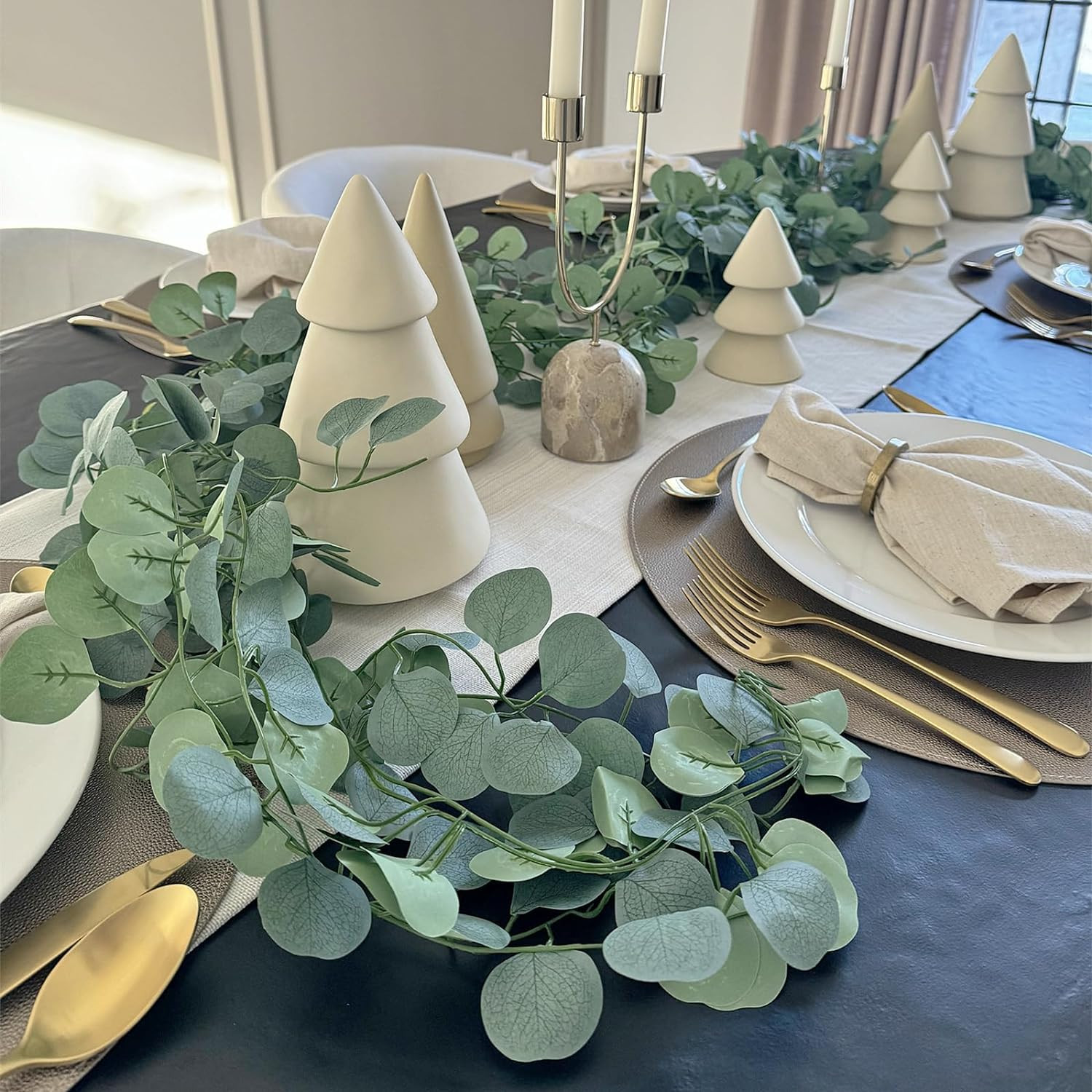8Pcs Eucalyptus Garland,Artificial Eucalyptus Leaves Table Greenery Garland Wrea