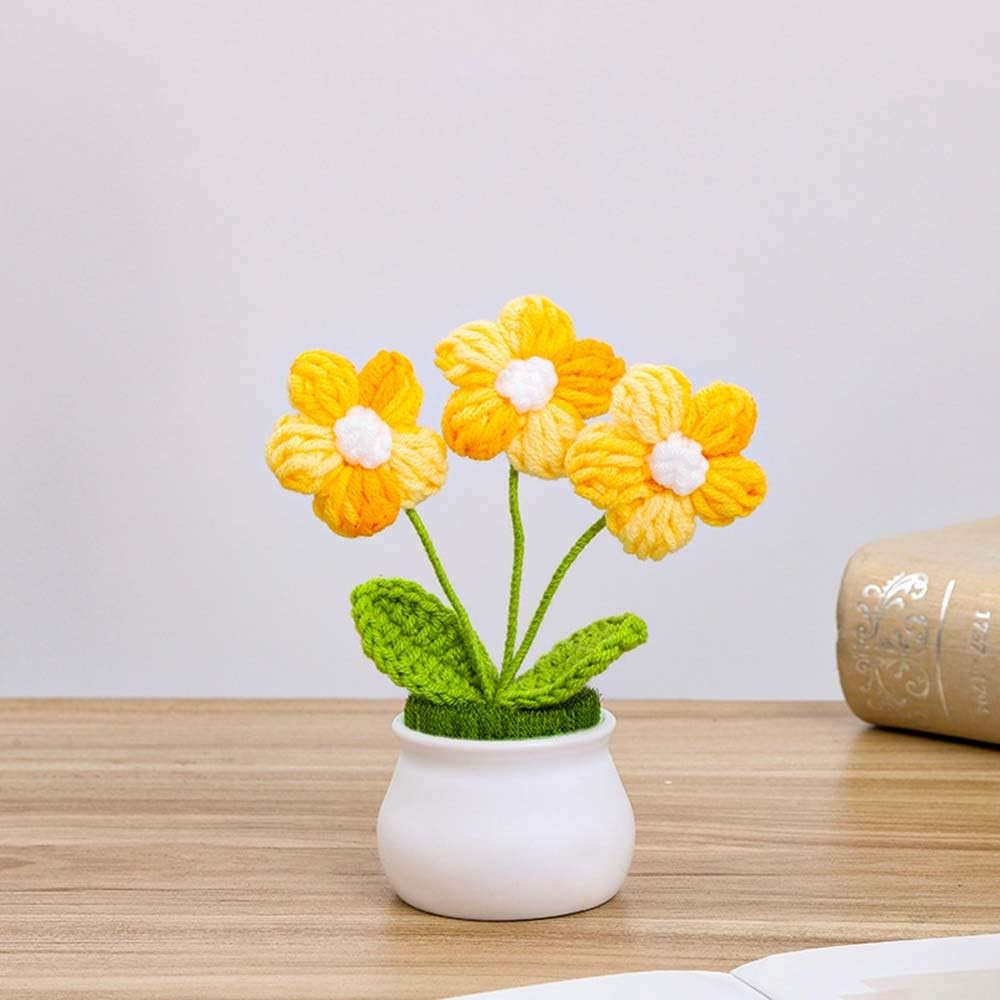 Eluckya Cute Crochet Flowers for Mom,Handmade Knitted DIY Décor