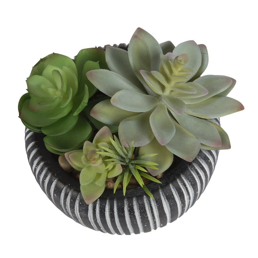 Artificial Succulent Plant in Decorative Stone Pot Multicolor for Home Desk